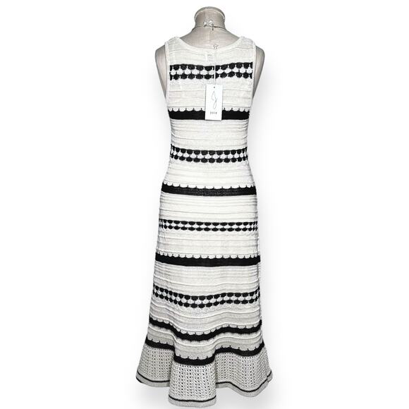 New $249 JOIE Crochet Knit Midi Dress Sleeveless Striped Ivory Coastal Chic M - Picture 9 of 15